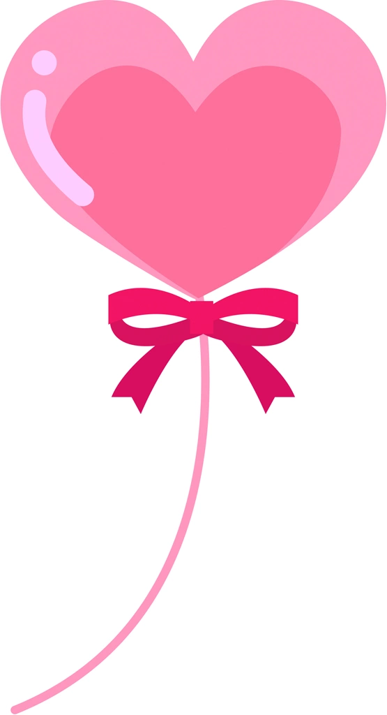 6種類のハート型の風船のイラストとベクター | ピンク色