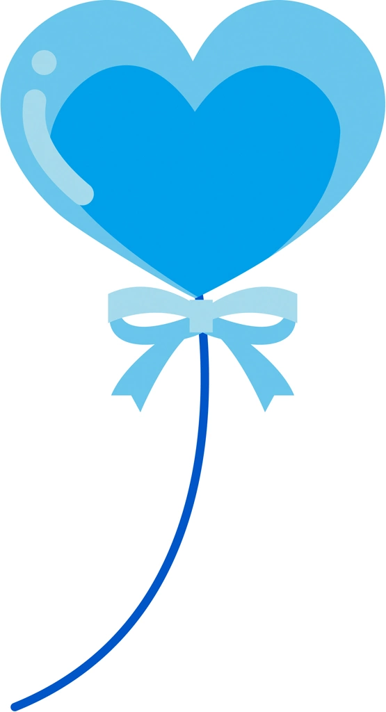 6種類のハート型の風船のイラストとベクター | 水色