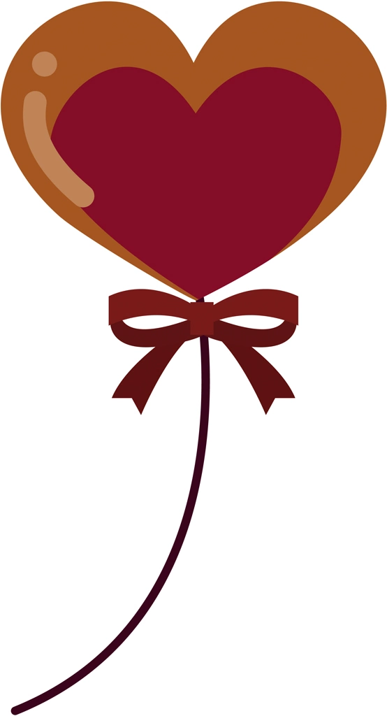 6種類のハート型の風船のイラストとベクター | 茶色