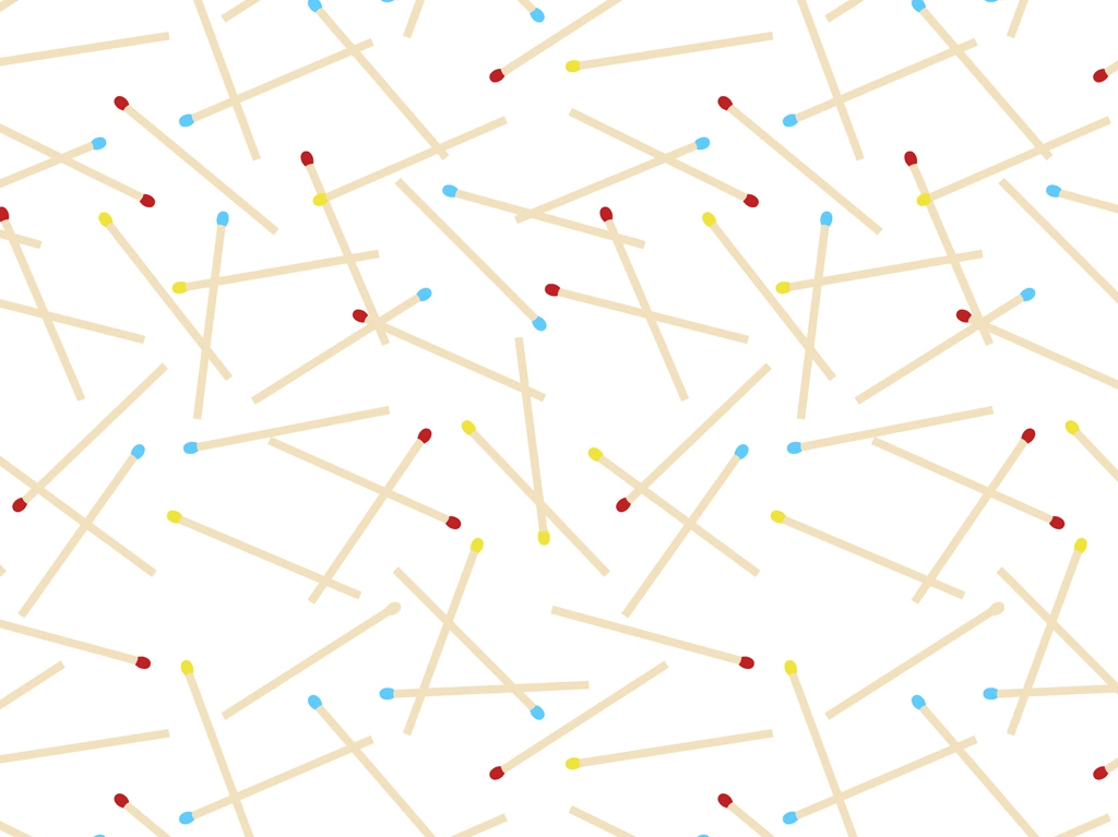 6種類のマッチ柄の背景イラストとベクター | 3色のマッチと白色