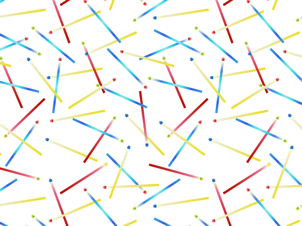 6種類のマッチ柄の背景イラストとベクター | カラフルなマッチと白色