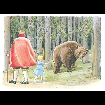 「おうじょさまのぼうけん 挿絵 #13 （森に帰る熊を見送る王様とセサレット王女）」 エルサ・ベスコフ