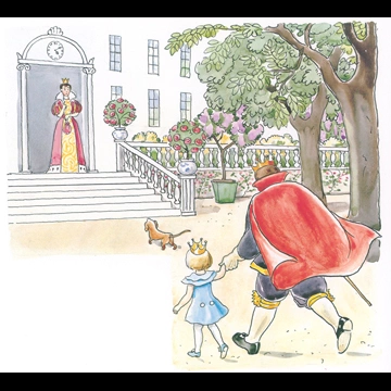 「おうじょさまのぼうけん 挿絵 #16 （王様とセサレット王女の帰りを迎える王妃様）」 エルサ・ベスコフ