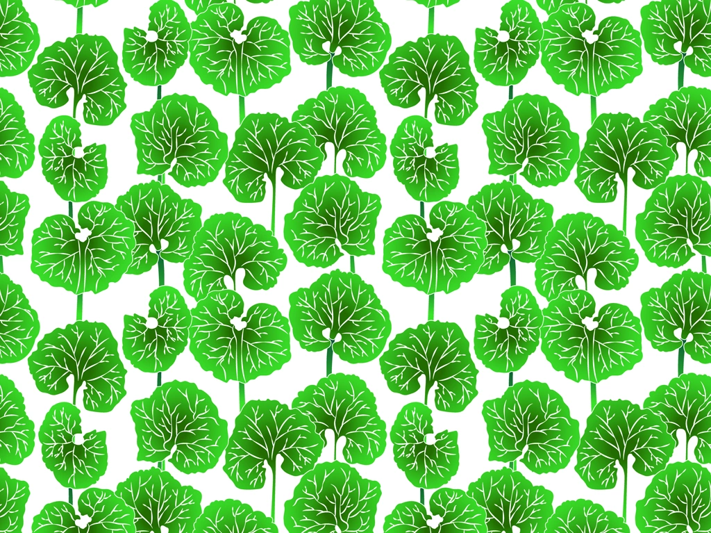 6種類の葉っぱ柄の背景イラストとベクター | 緑色と白色