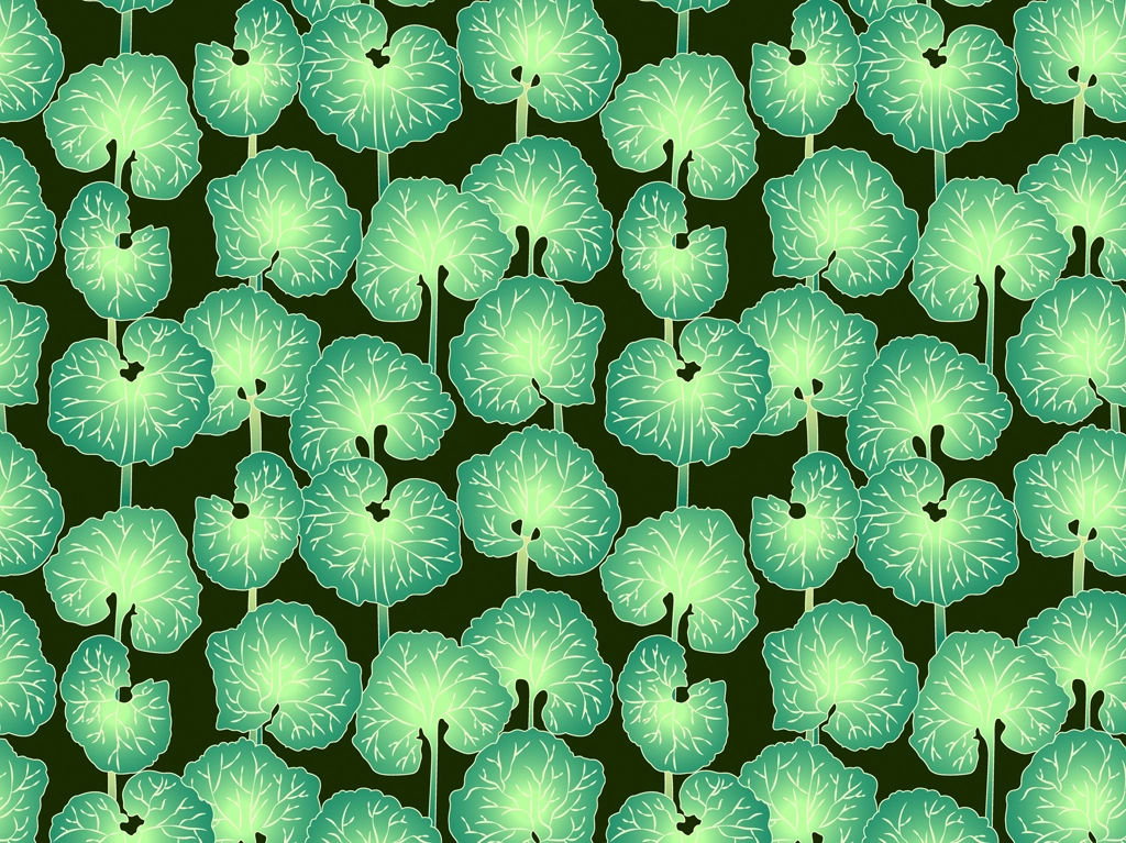 6種類の葉っぱ柄の背景イラストとベクター | 緑色と暗緑色