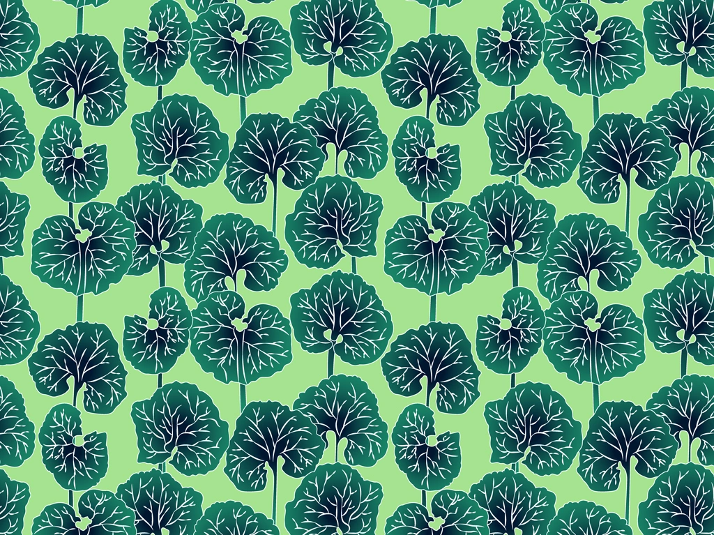 6種類の葉っぱ柄の背景イラストとベクター | 暗緑色と薄緑色