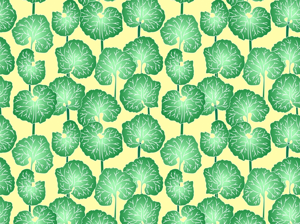 6種類の葉っぱ柄の背景イラストとベクター | 緑色と薄黄色