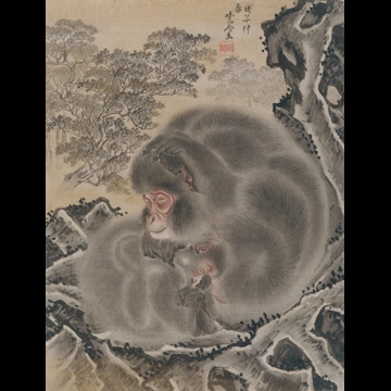 「うずくまる猿図」 河鍋暁斎 （1888年）