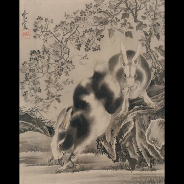 「蜥蜴と兎図」 河鍋暁斎 （1888年）