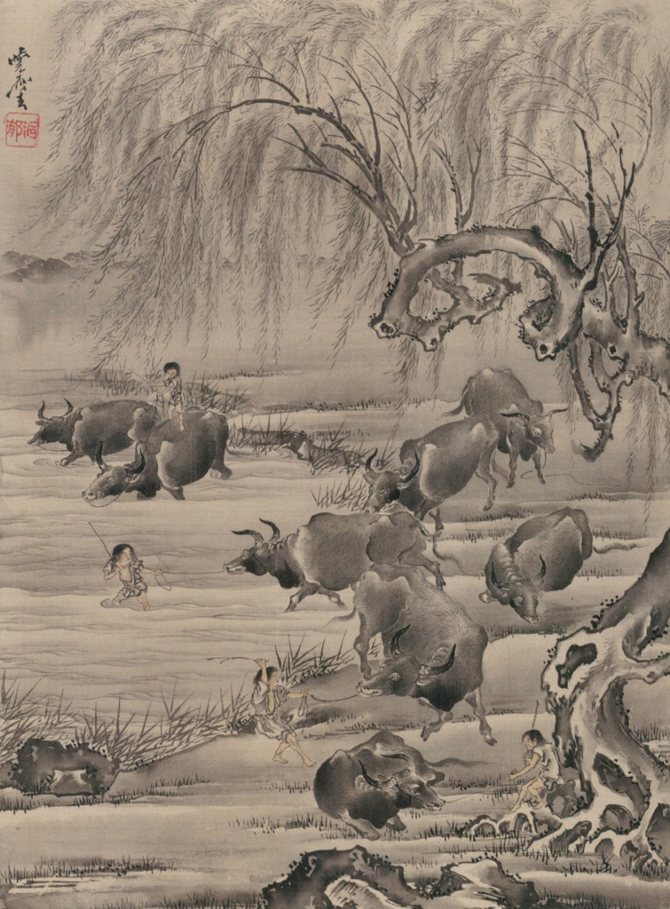 「牛と牧童図」 河鍋暁斎 （1888年） | 画鬼・暁斎 KYOSAI 幕末明治のスター絵師と弟子コンドルより