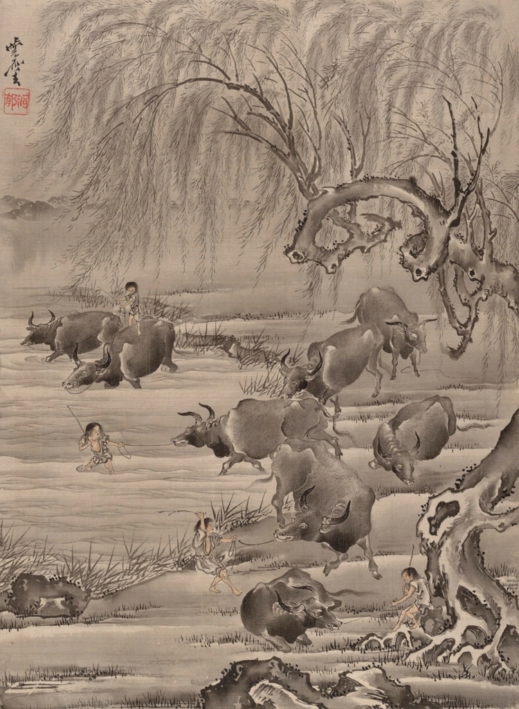 「牛と牧童図」 河鍋暁斎 （1888年） | 2