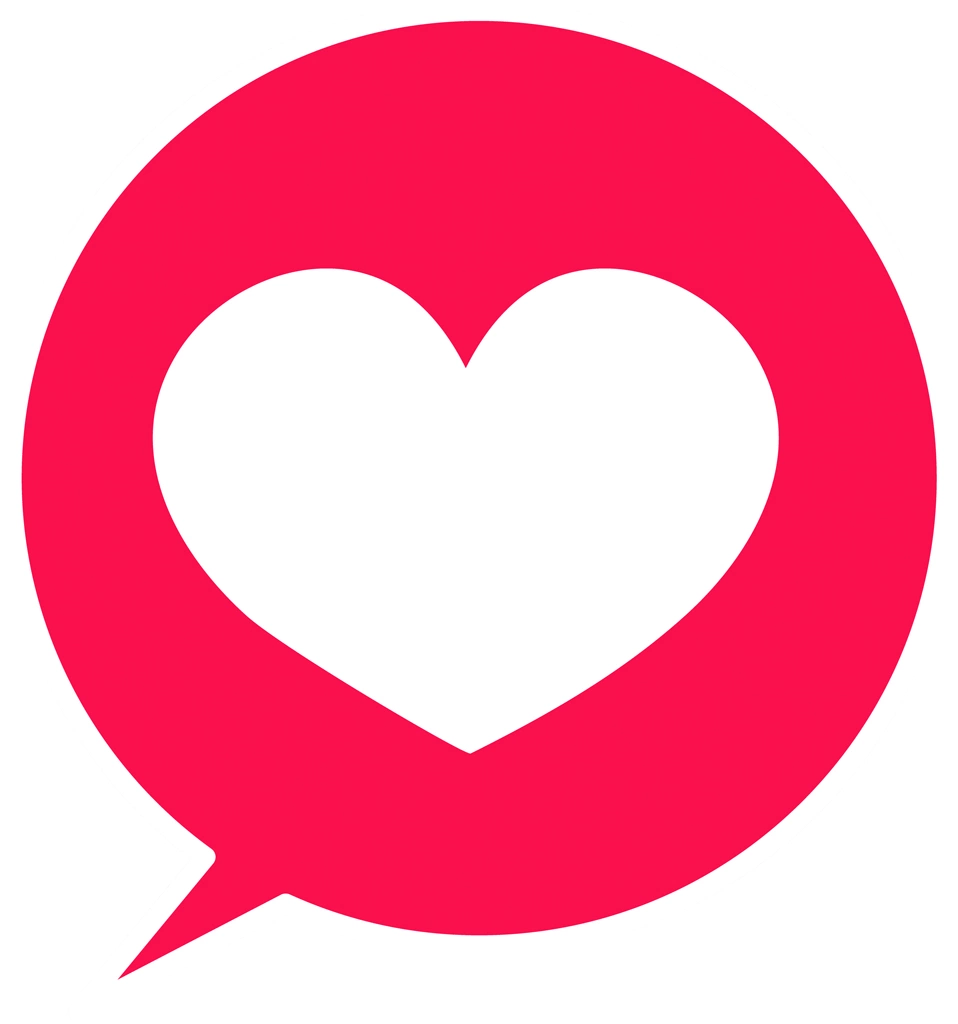 6種類の吹き出しの中の白色のハートイラストとベクター | 赤色