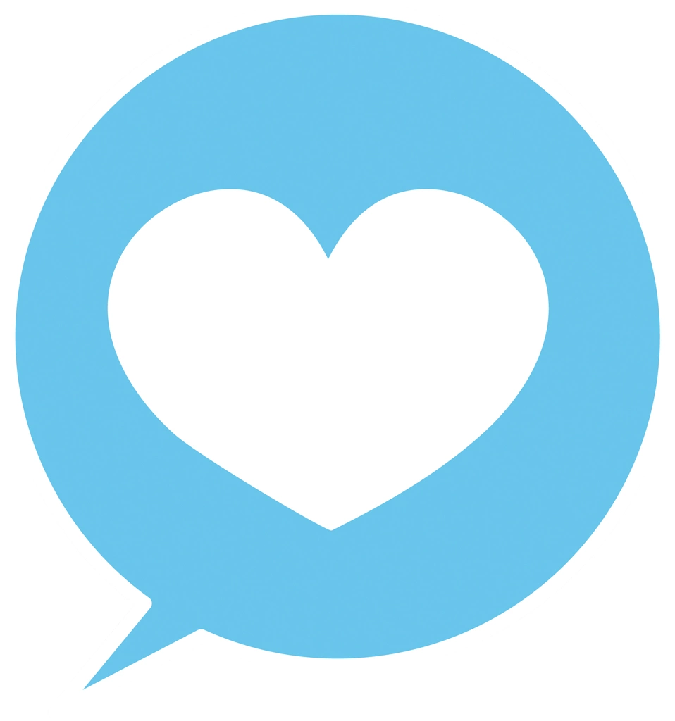 6種類の吹き出しの中の白色のハートイラストとベクター | 水色