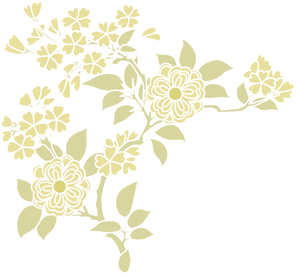 6種類の八重桜のデザインのイラストとベクター | 黄色