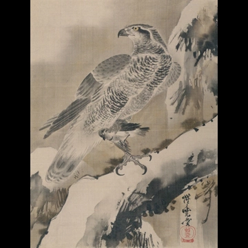「小禽を捕らえる鷲図」 河鍋暁斎 （1888年）