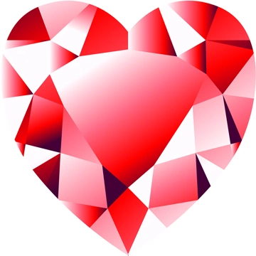 6種類のハート型の宝石のイラストとベクター