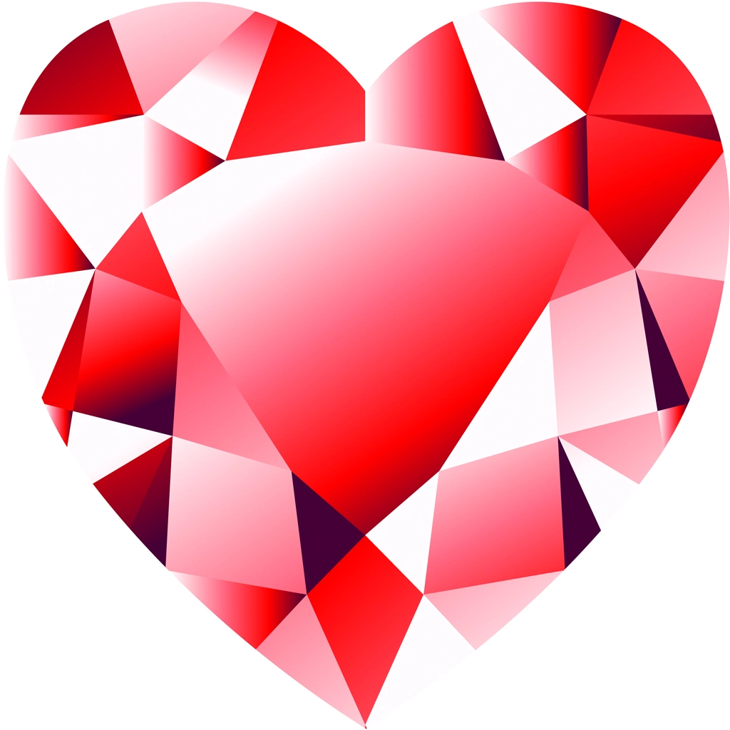6種類のハート型の宝石のイラストとベクター | 赤色
