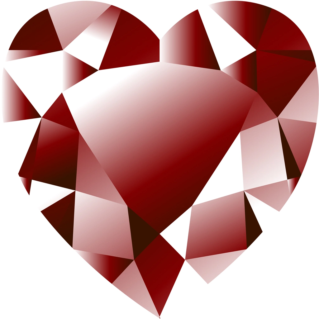 6種類のハート型の宝石のイラストとベクター | 茶色