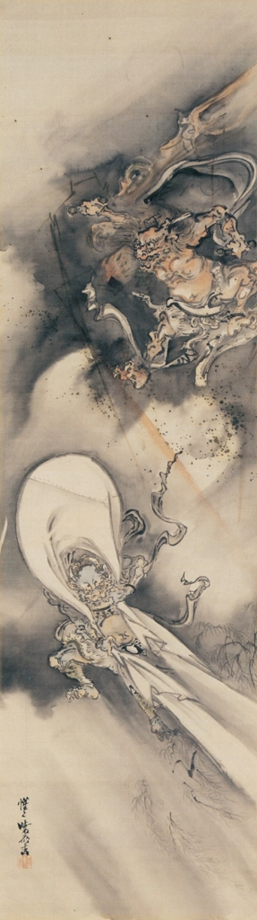 「風神雷神図」 河鍋暁斎 | 左隻 画鬼・暁斎 KYOSAI 幕末明治のスター絵師と弟子コンドルより