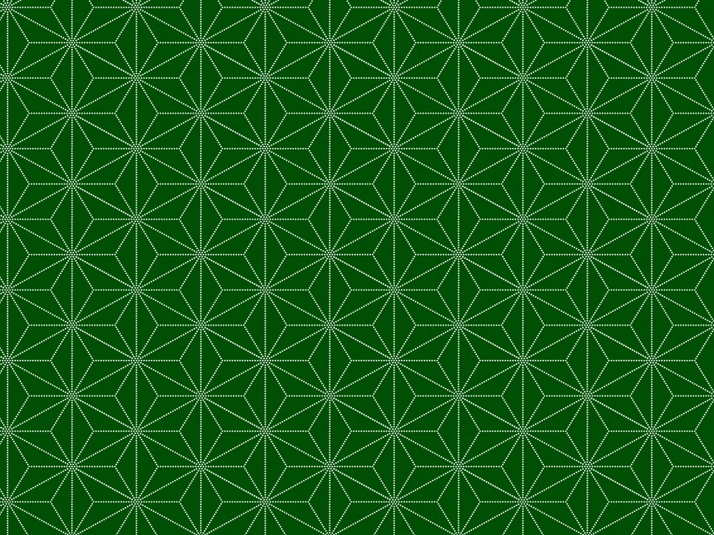 6種類の麻の葉文様のイラストとベクター | 白色と緑色