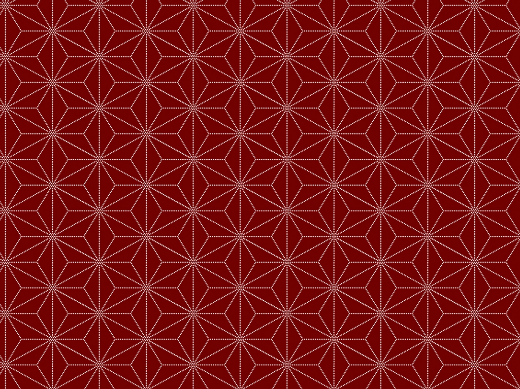 6種類の麻の葉文様のイラストとベクター | 白色と赤色