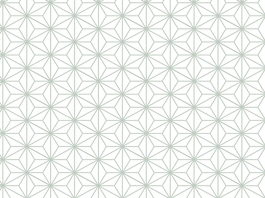 6種類の麻の葉文様のイラストとベクター | 緑色と白色