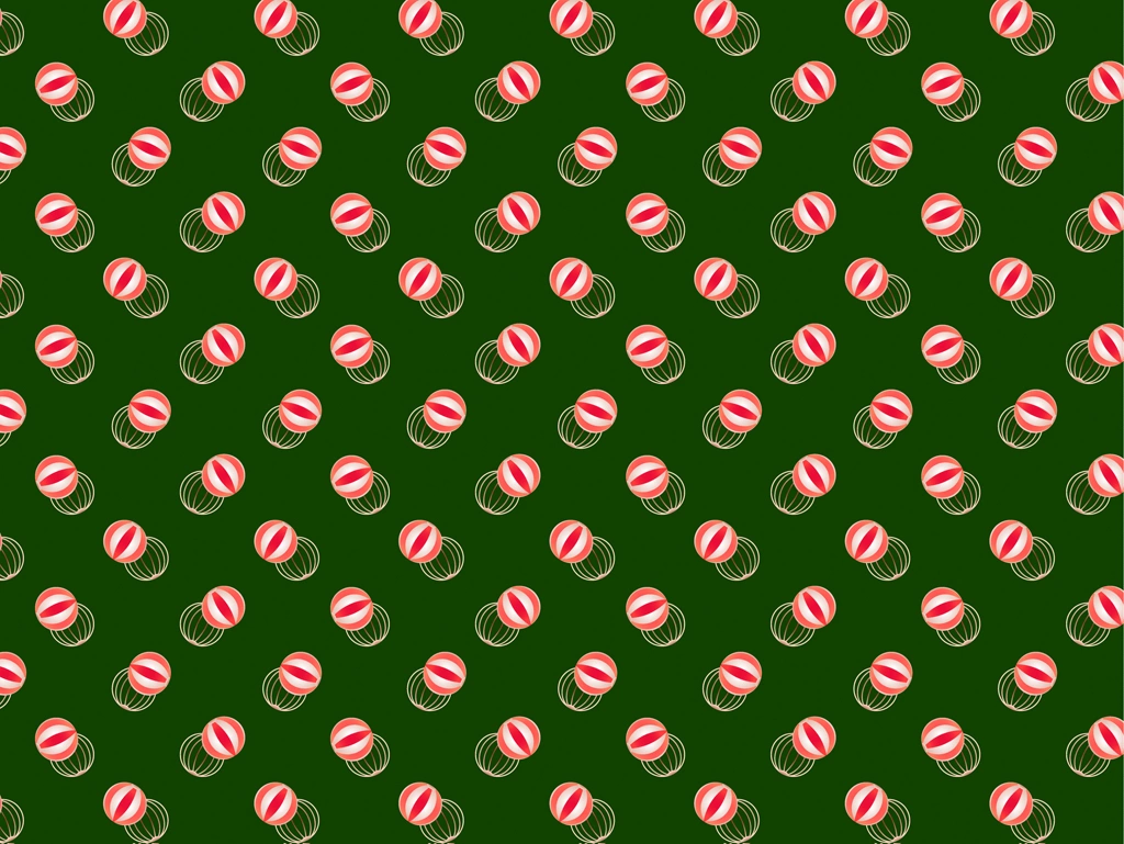 6種類の紙風船柄模様の背景イラストとベクター | 赤色と緑色
