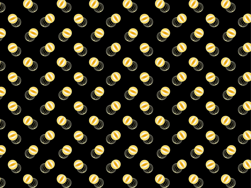6種類の紙風船柄模様の背景イラストとベクター | 黄色と黒色