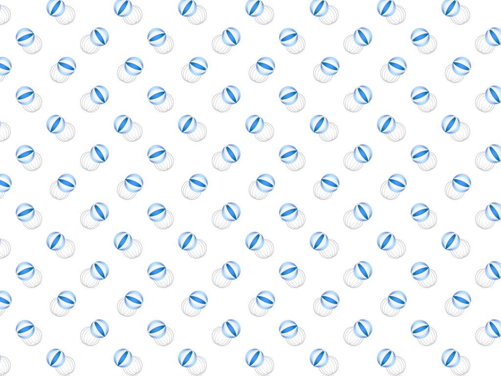 6種類の紙風船柄模様の背景イラストとベクター | 青色と白色