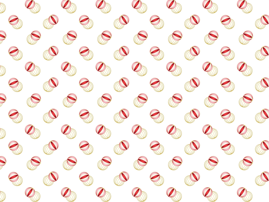 6種類の紙風船柄模様の背景イラストとベクター | 赤色と白色