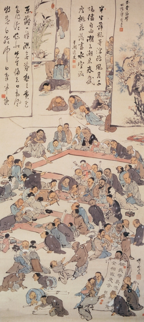 「書画展覧余興之図」 河鍋暁斎 （1881年） | 画鬼・暁斎 KYOSAI 幕末明治のスター絵師と弟子コンドルより