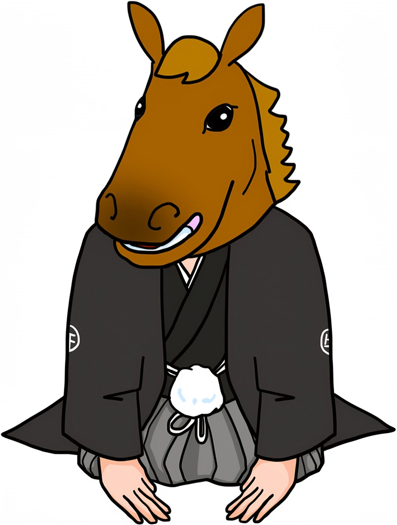 6種類の午年の新年の挨拶のイラスト | 男性