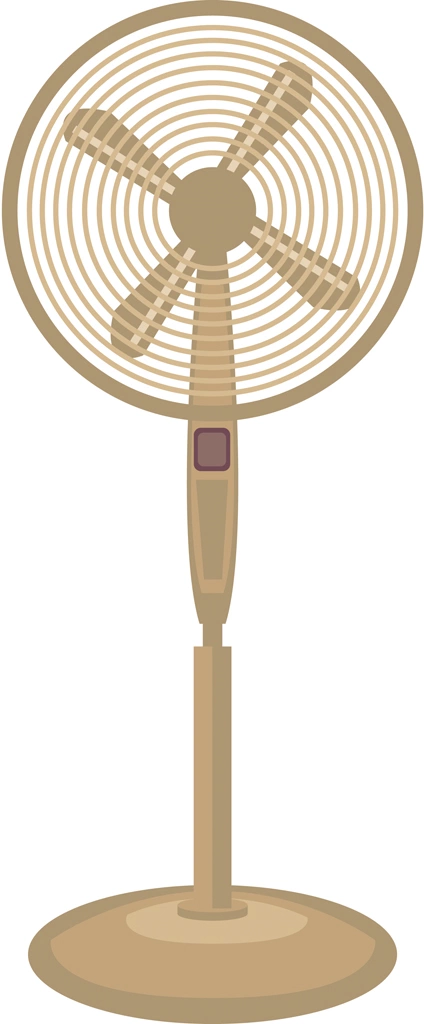 6種類の扇風機のイラストとベクター | タン色