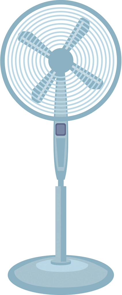 6種類の扇風機のイラストとベクター | 水色