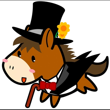 2種類の燕尾服とシルクハットを着て駆ける馬のイラストとベクター