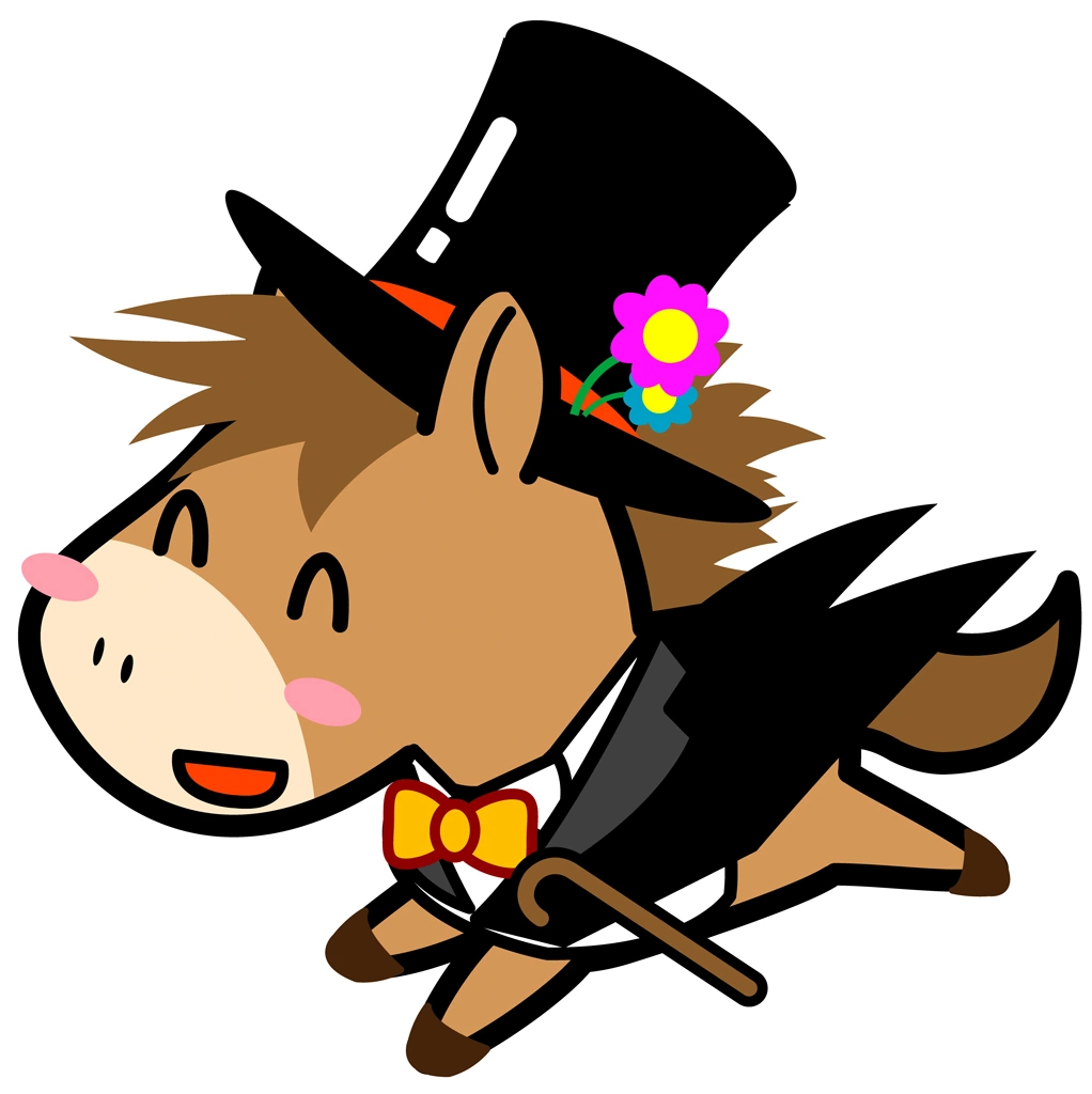 2種類の燕尾服とシルクハットを着て駆ける馬のイラストとベクター | 燕尾服とシルクハットを着て駆ける1匹の馬 #4
