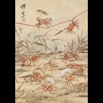 「蟹の綱渡り図」 河鍋暁斎