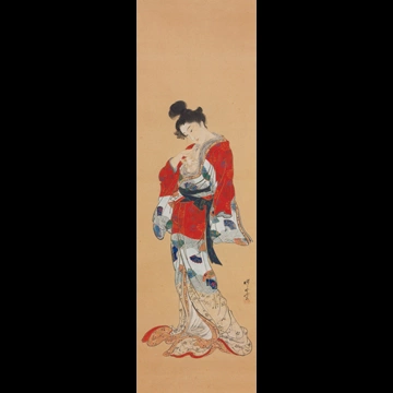 「美人愛猫図」 河鍋暁斎