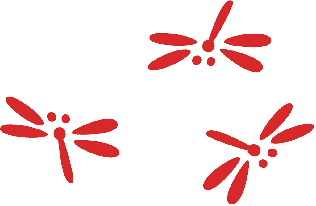 6種類の3匹のとんぼの図案イラストとベクター | 赤色