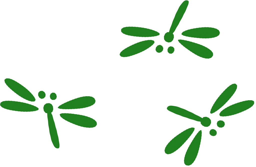 6種類の3匹のとんぼの図案イラストとベクター | 緑色