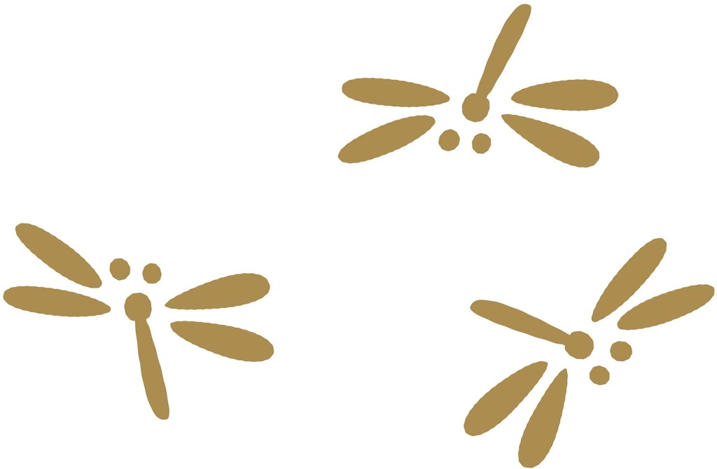 6種類の3匹のとんぼの図案イラストとベクター | 黄土色