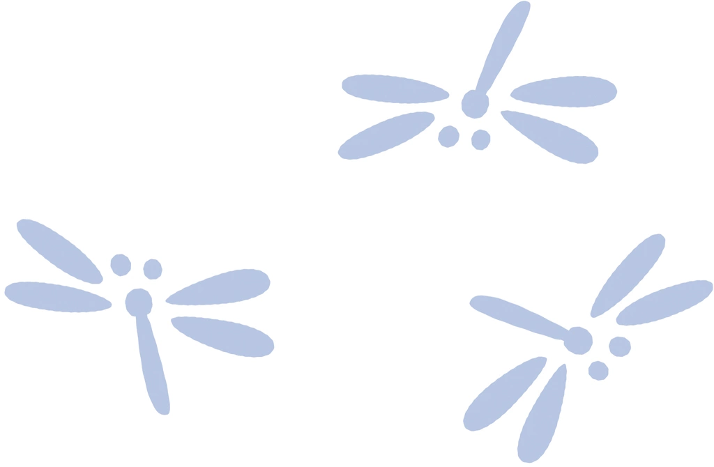 6種類の3匹のとんぼの図案イラストとベクター | 灰青色