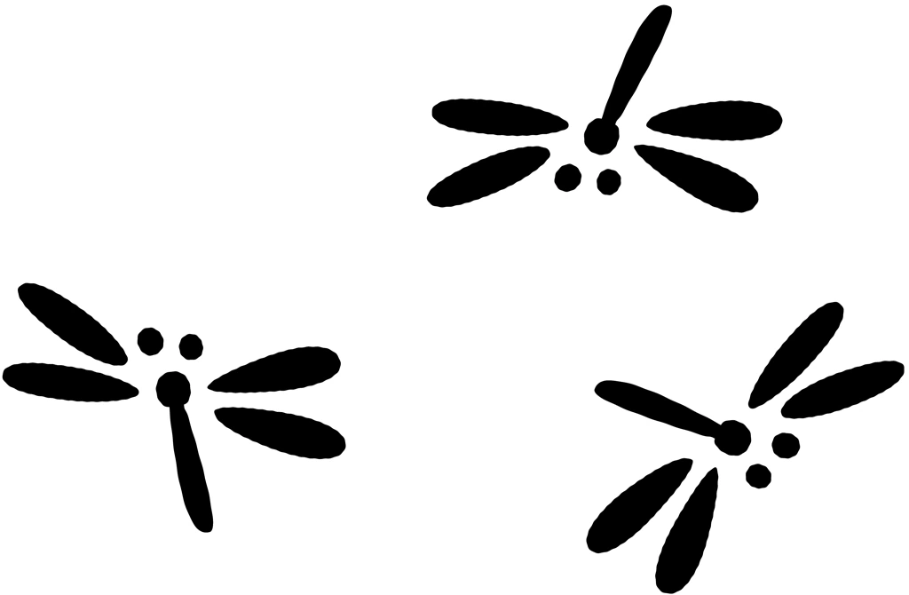 6種類の3匹のとんぼの図案イラストとベクター | 黒色