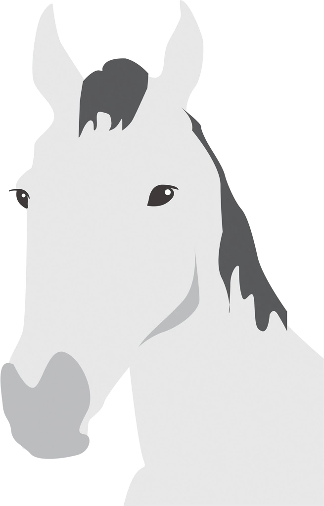 3種類の馬の頭のイラストとベクター | 白毛