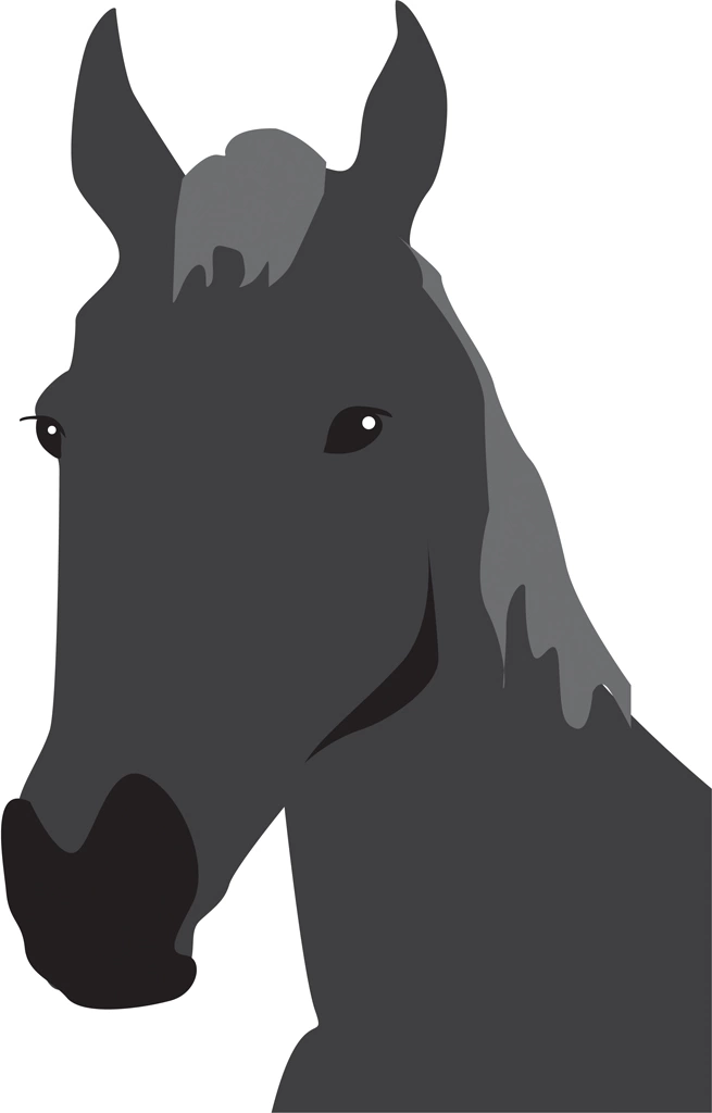 3種類の馬の頭のイラストとベクター | 黒毛