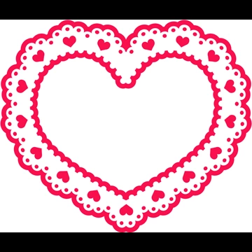 6種類のハート型のレースフレームのイラストとベクター #2
