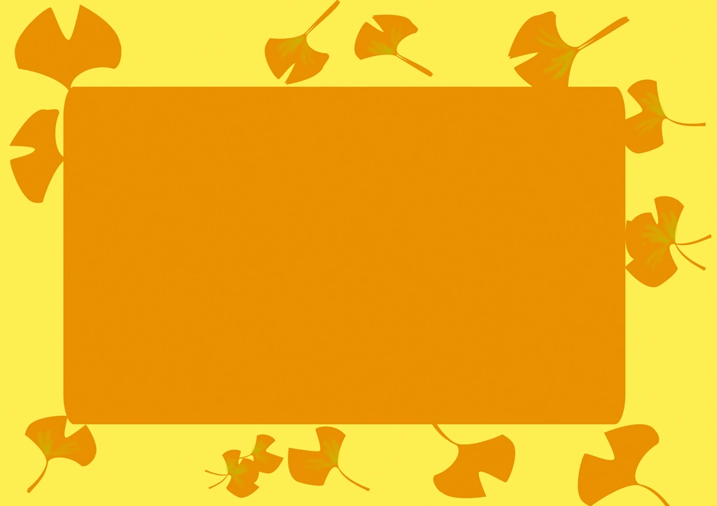 3種類のイチョウ葉のフレームイラストとベクター | オレンジ色と黄色