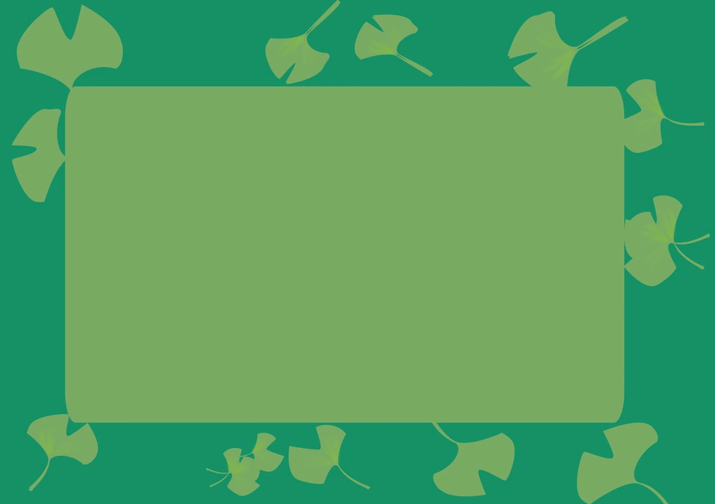 3種類のイチョウ葉のフレームイラストとベクター | 黄緑色と緑色