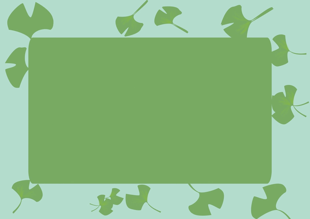 3種類のイチョウ葉のフレームイラストとベクター | 黄緑色と淡青緑色