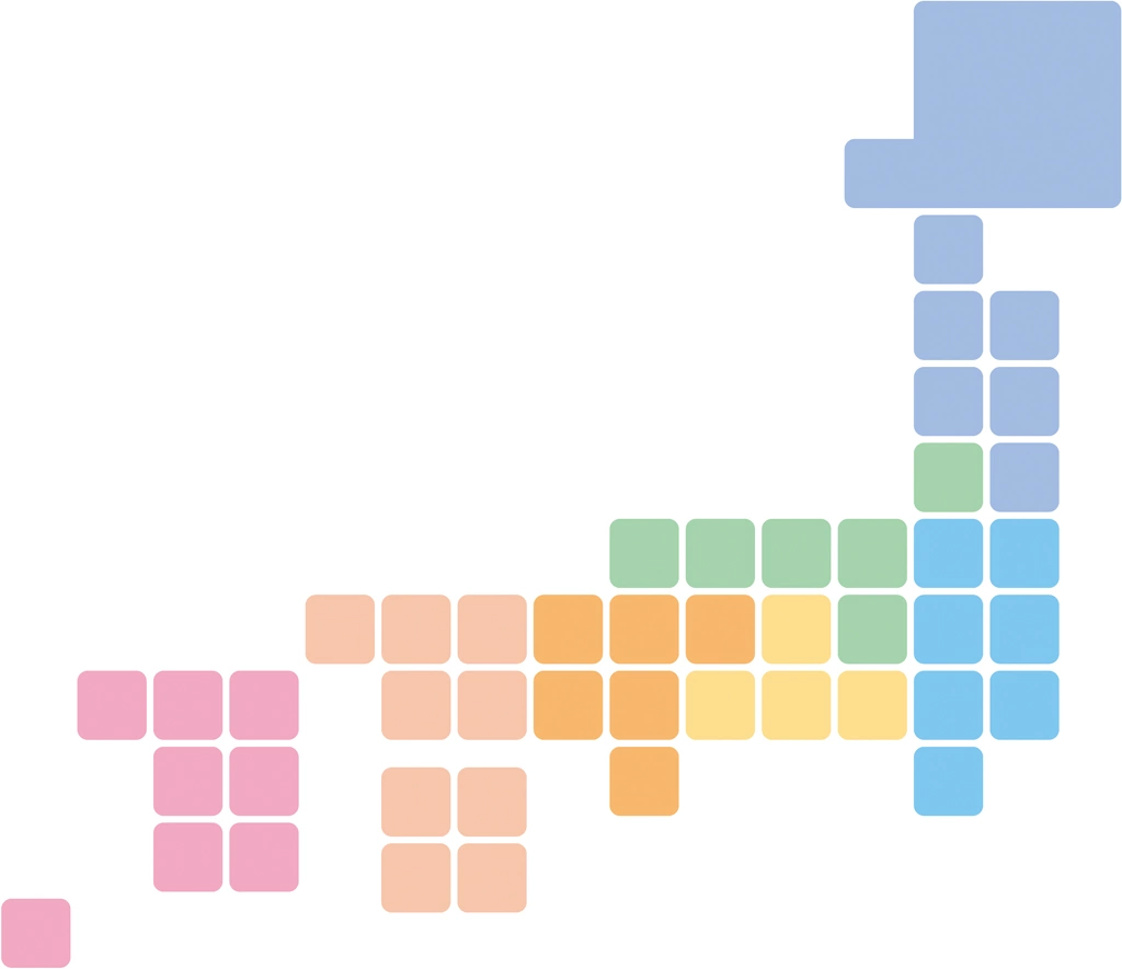 4種類の日本列島イラストとベクター | 淡いカラフル